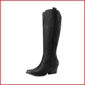 Women's Embroidered Western Pull-On Knee-High Cowboy Boots, 2-Inch Heel